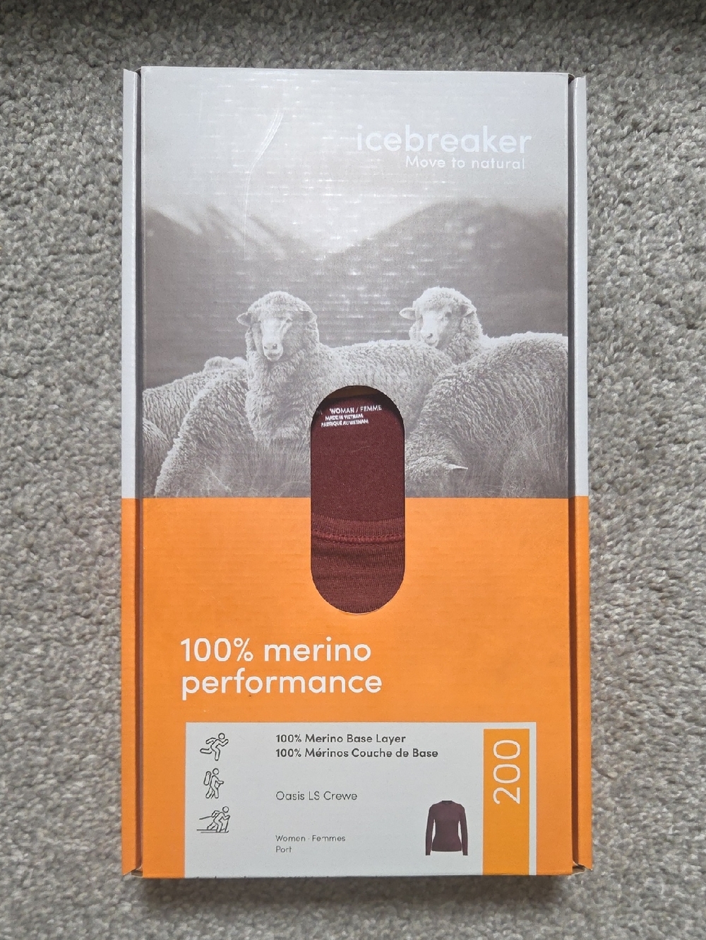 Icebreaker Women's Oasis LS Crew 200 Base Layer BNIB NWT